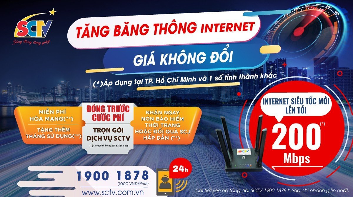 SCTV tăng băng thông internet - giá không đổi